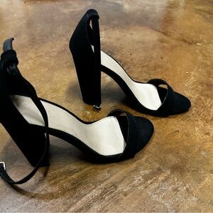 Charlotte Russe Black Becca Size 9 Ankle Strap Block Heels